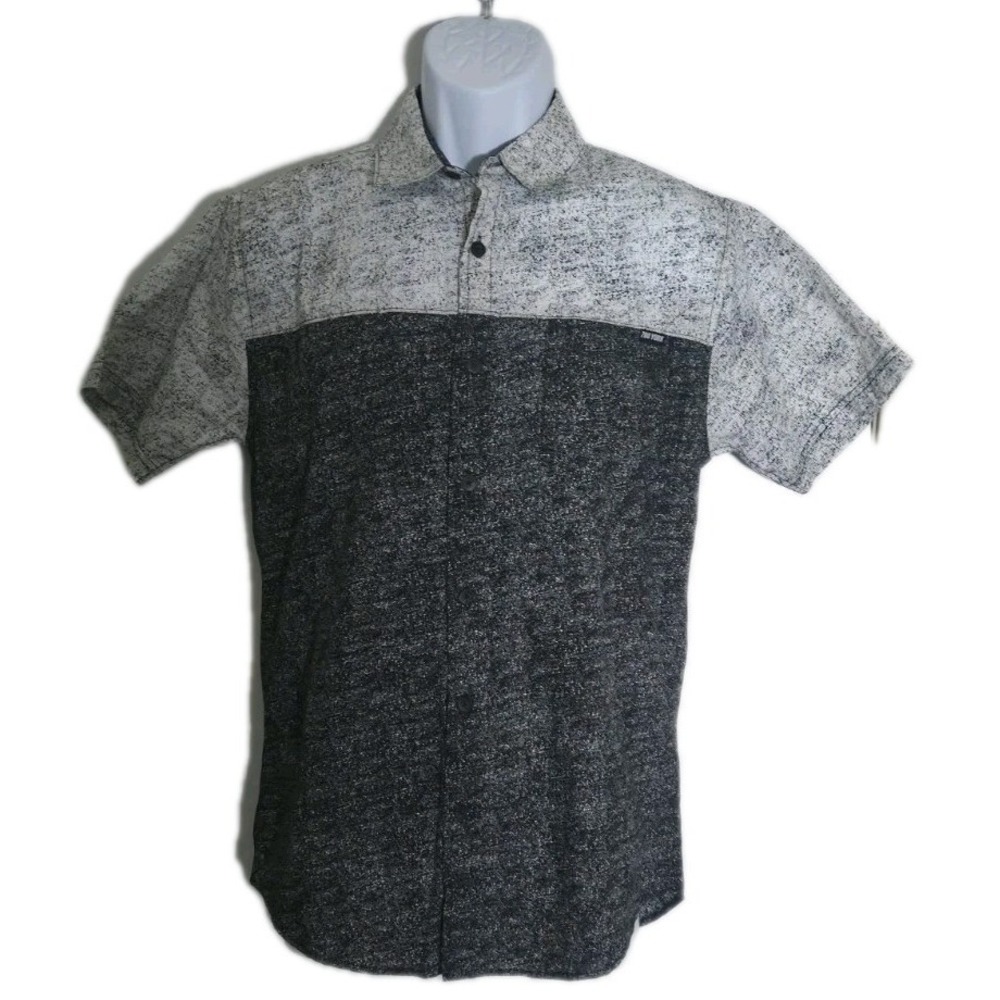 Zoo York Mens Small Button Up‎ Shirt Black White Colorblock Skate Streetwear NWT